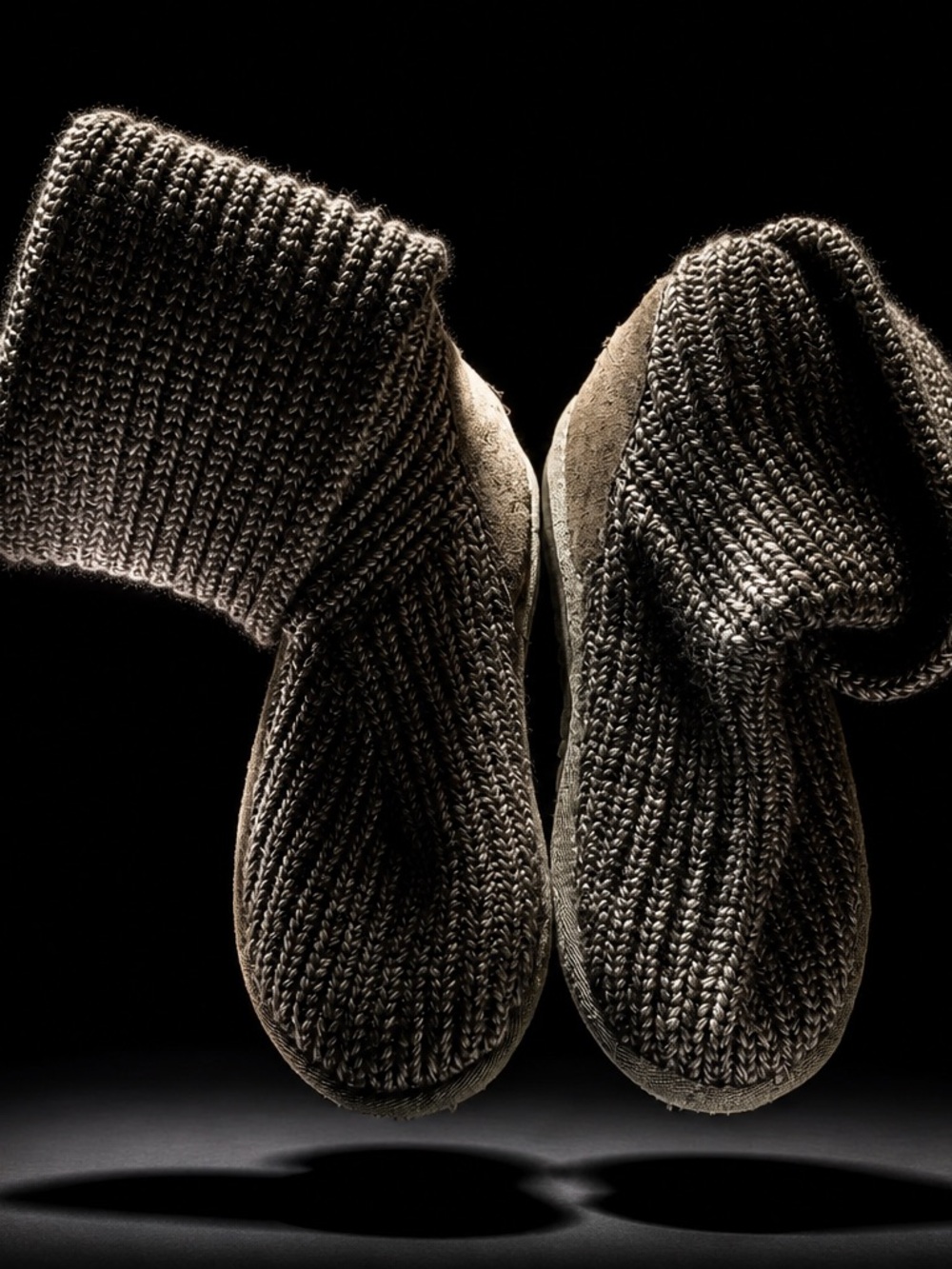 UGG Men's Knit Boot Slippers in Charcoal